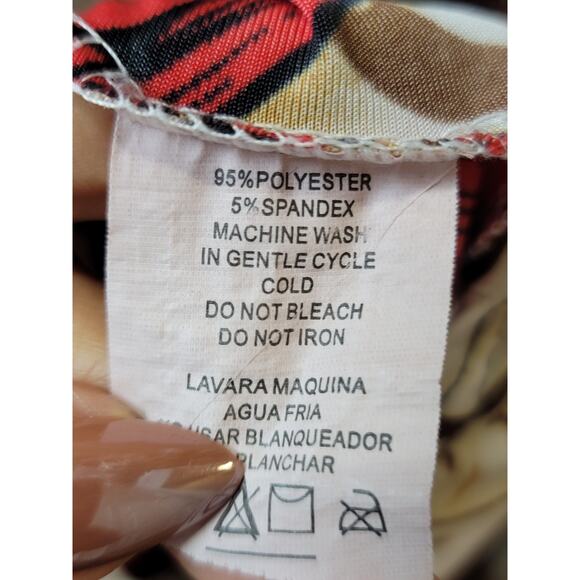 Cristinalove Dress Womens Large Brown Red Floral Print V Neck Short Sleeve - Picture 11 of 12